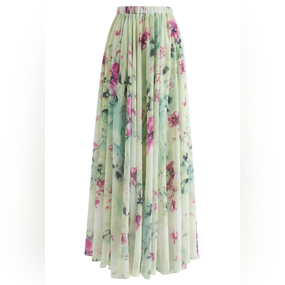 Chicwish Floral and Frill Maxi Skirt in S